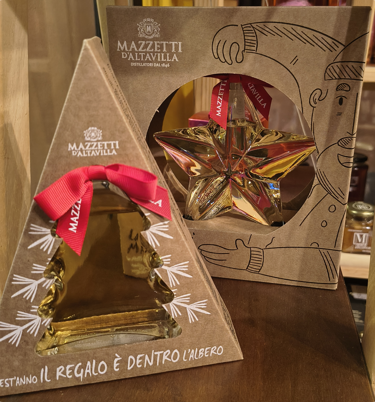 Etichette in enoteca: natale